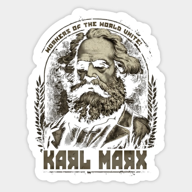 Karl Marx - Workers of the world unite Sticker by RichieDuprey